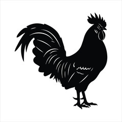 Standing rooster silhouette vector