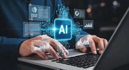 Man working with ai analyzing data and digital information
