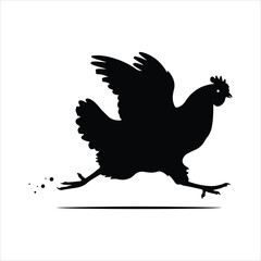 Running chicken or hen silhouette vector © Mohon
