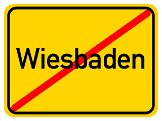 Illustration of a city exit sign for the city of Wiesbaden