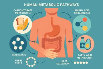 Human Metabolic Pathways Illustration Showing Nutrient Metabolism [Illustration]