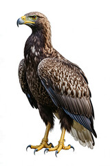 Obraz premium Majestic Eagle in Profile: A stoic eagle stands tall in profile, its sharp gaze and detailed plumage on full display, showcasing the strength and beauty of nature's apex predator.