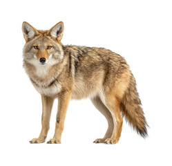 Coyote observing in the wild north america animal portrait natural habitat isolated on transparent background, png