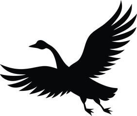 Obraz premium Graceful goose in flight silhouette