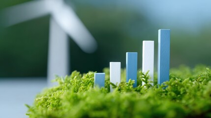 Data visualization showing the economic benefits of investing in green technologies, sustainable growth. Investment, prosperity. Analytical, clear.
