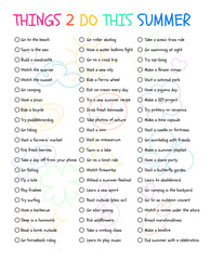 Things to Do This Summer.  Summer Bucket List. Summer checklist for kids with fun activity ideas.  © Ramilia