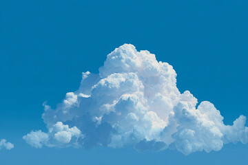 A stylized cloud formation abstractly resembling a regional weather map against a clear, blue sky.