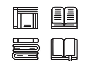 Flat book icon designs with minimal elegant lines