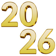 Shiny Glossy Metallic 3D Number 2026 with Polished Reflective Finish for New Year, Celebration, and Decorative Design Projects