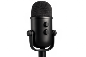 Studio microphone isolated on transparent background, ideal for podcasts, voiceovers, streaming, and music recording