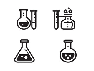 Modern chemistry symbol icon collection in flat vector art