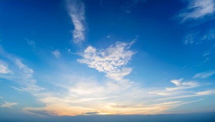 Naklejka premium blue sky with soft cloud on sunrise time