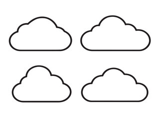Clean vector cloud icon collection in minimal line design