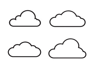 Flat outlined cloud icons in modern vector layout