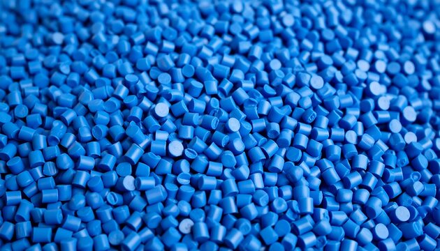 Blue plastic pellets