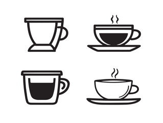 Hot beverage coffee icons in stylish vector illustration