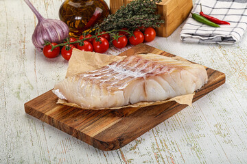 Raw Pollok fish for cooking
