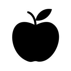 Silhouette of a healthy and delicious apple with a stem and leaf perfect for healthy eating promotions