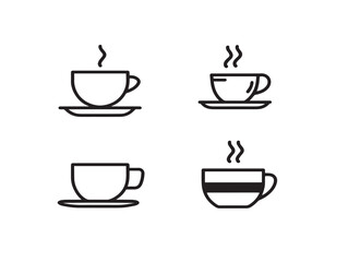 Assorted coffee mug icons in modern minimal vector