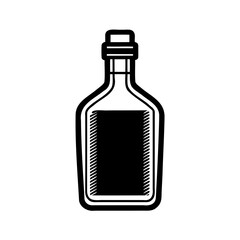 Classic Glass Bottle Illustration with Dark Liquid and Stopper for Beverages or Potions