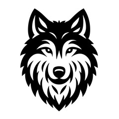 Obraz premium Clean black and white silhouette vector of a wolf muzzle on white background