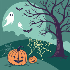 horror house in spooky night scene