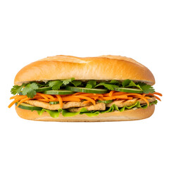 Delicious Vietnamese Banh Mi Sandwich with Fresh Ingredients.