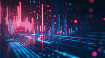 Abstract candlestick chart in a futuristic digital data space