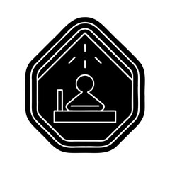 Abstract Geometric Icon Illustrating a Person Receiving Light Therapy Treatment for Improved Well-being