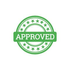 Green Approved Stamp Icon – Round Certification Seal with Stars PNG 