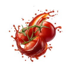 fresh tomatoes splashing in delicious ketchup,