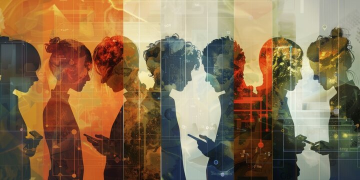 Diverse Group of People Connected by Technology and Digital Networks