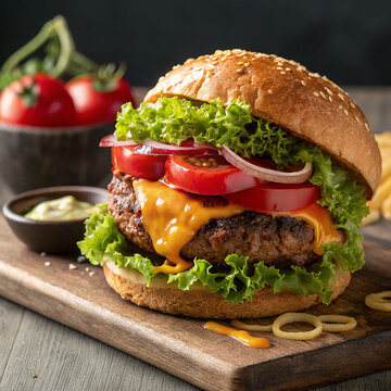 hamburger on a black background