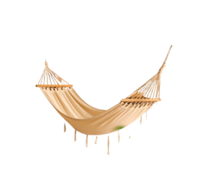 Woven Hammock in Minimalist Indoor Space – Boho Decor Style