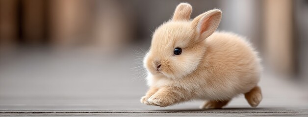 Obraz premium Little bunny explores the yard, running swiftly through the grass on a sunny day, bringing joy and liveliness to the scene