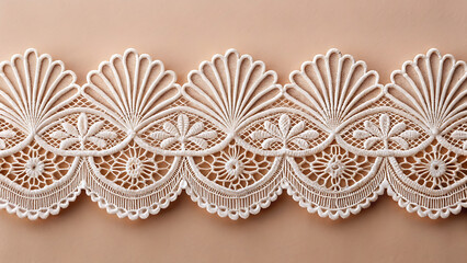 Obraz premium Sweet cupcakes with brown icing and white lace doilies on a white background