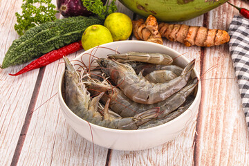 Raw fresh raw wild prawn