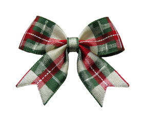Festive plaid bow decoration holiday season digital isolated on transparent background, png