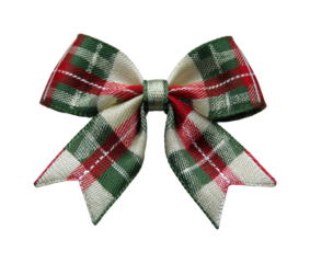 Festive plaid bow decoration holiday season digital isolated on transparent background, png