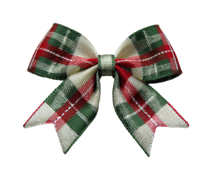 Festive plaid bow decoration holiday season digital isolated on transparent background, png