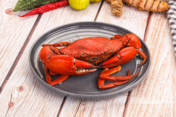 Hot fresh Boiled red crab