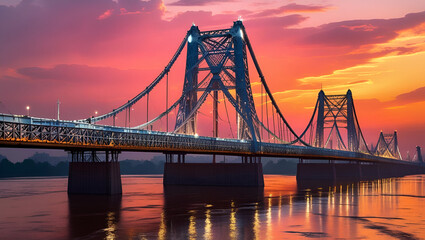 Fototapeta premium The famous Padma Bridge in Bangladesh spanning the river with iconic architectural structure for scenic visuals 