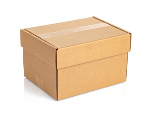 Empty cardboard box on white background (1)