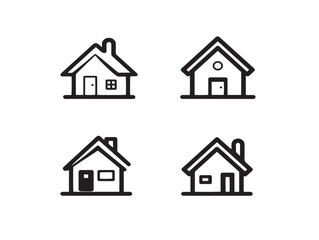 Assorted house icons in a clean 2D vector style