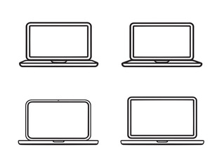 Modern laptop icon set in simple vector format