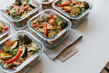 Enjoy healthy, prepped meals in clear glass containers, a perfect solution for busy lifestyles seeking convenient and nutritious food.