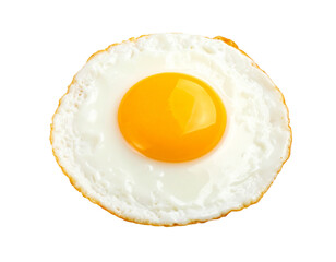 Crispy-Edge Fried Egg with Slightly Runny Yolk, Side Angle, White Background