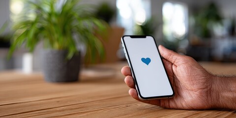 digital donation interface, smartphone on desk showing clear charity donation interface, with hands and workspace softly blurred in the background