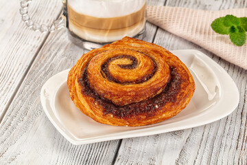 Homemade cinnabon swirl pastry with cinnamon