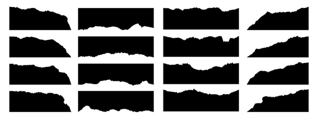 Collection of ripped paper corner, jagged border, torn paper top and down frames vector illustration © Anastasiia